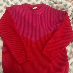 Women’s sweater, pink, and red